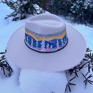 Custom painted new wide brim hat